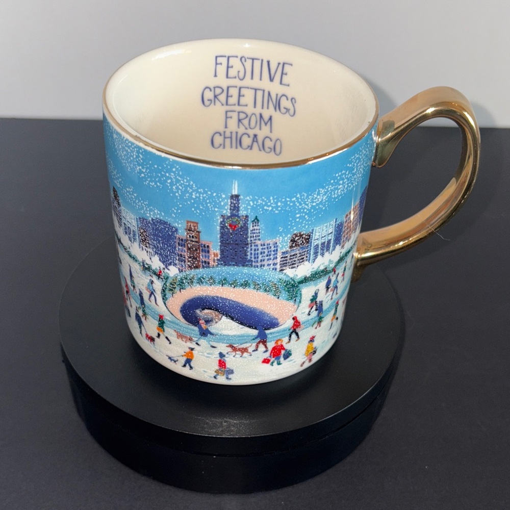 Anthropologie Chicago Cityscape Mug with Gold Handle